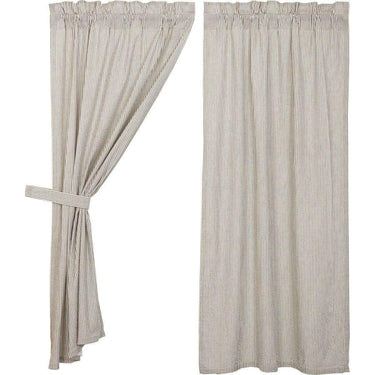Hatteras Seersucker Blue Ticking Stripe Short Panel Curtain Set 63x36 VHC Brands - The Fox Decor
